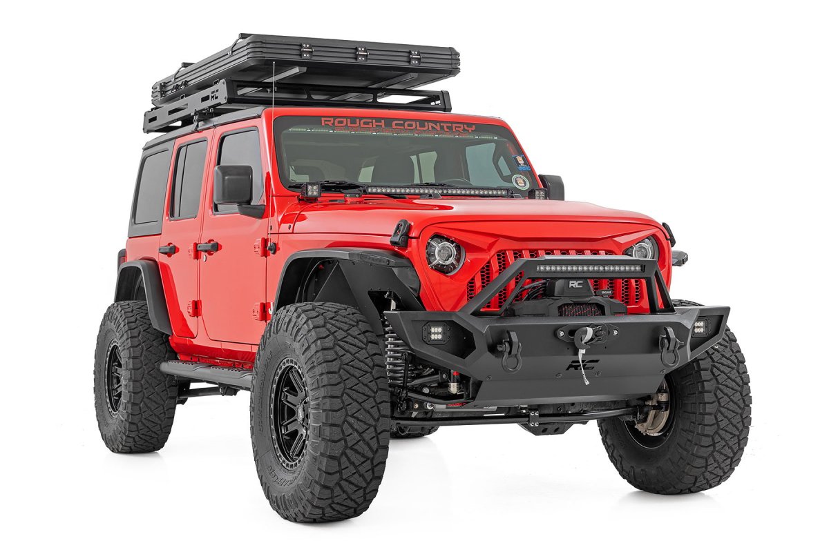 Jeep Wrangler Front Winch Bumper - Rough Country - Full Width Trail - '07-'10